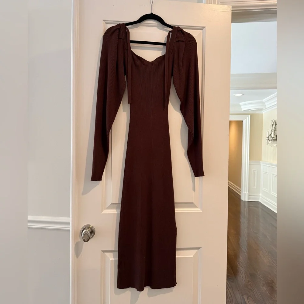 Rachel Parcell Brown Bishop Sleeve Bodycon Dress